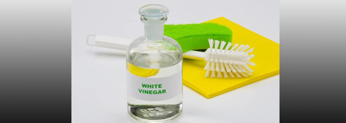 Cleaning Supplies Scrubbing Brush Sponge Towel White Vinegar